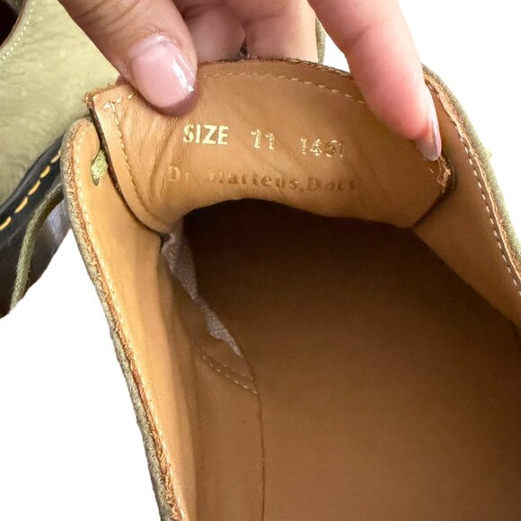 Dr Martens Made in England Leather Lace Up Oxford Green MISMATCH SIZES L10 R11 main image 13